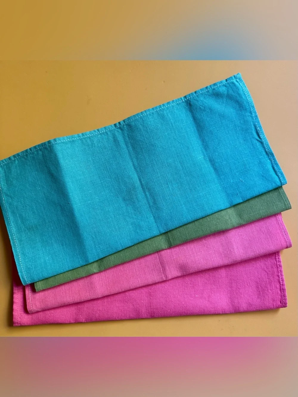 VTG Linen Table Napkins Colorful EC  4